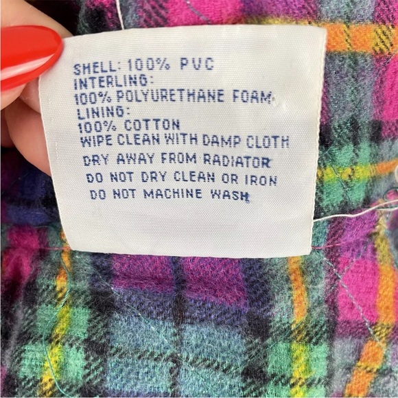 Vintage Charles River Pink Rain Coat Girls Fleece Lined Snaps Sz M 10-12 - Picture 4 of 6